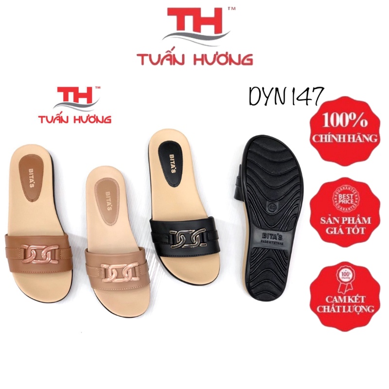Dép Nữ - Dép Lê Nữ Quai Ngang Trẻ Trung, Thời Trang Cao Cấp Chống Trơn Đi Ở Nhà, Đi Làm, Màu Đen/Kem/Nâu - DYN147