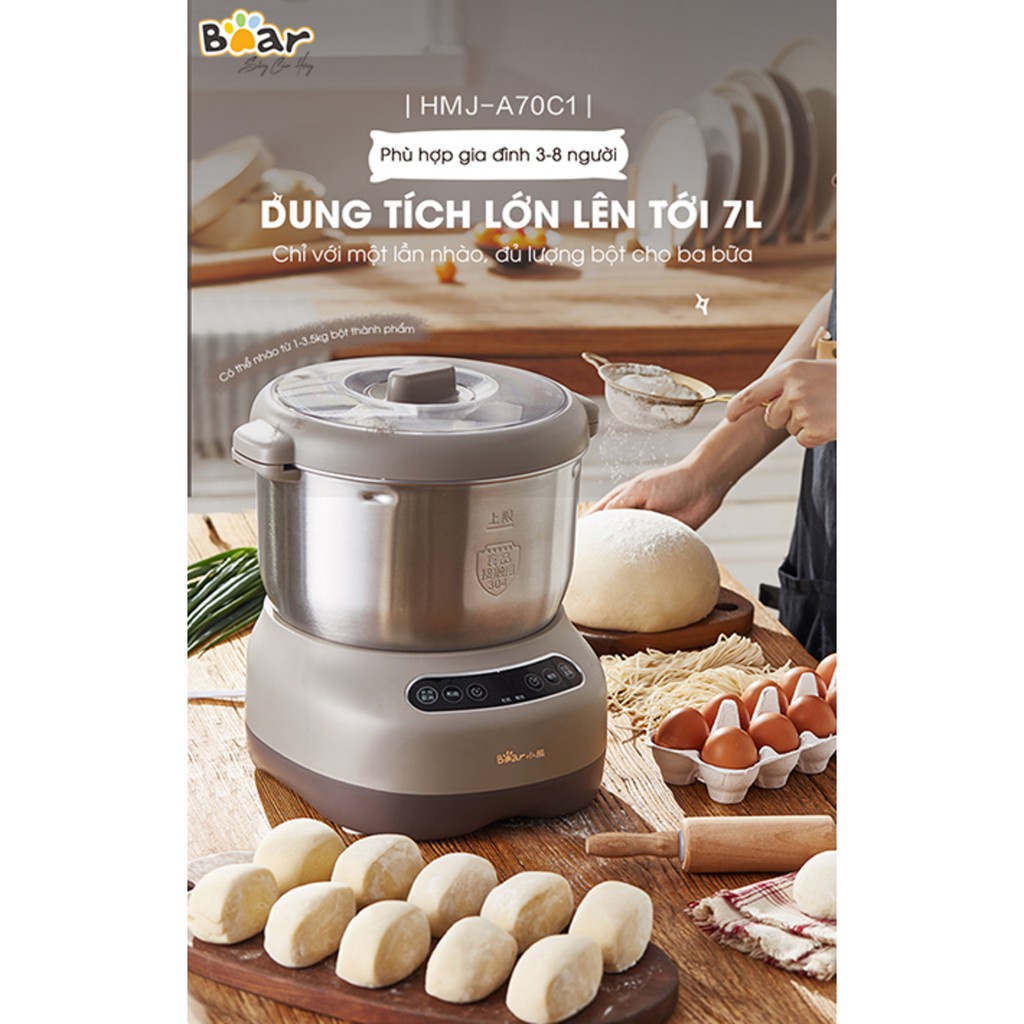 Máy nhồi bột Bear HMJ-A70C1 Dung tích 7L cao cấp, chất lượng, bảo hành 18 tháng