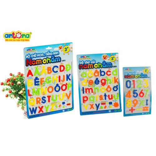 Combo Bộ  Hình Học Và Vỉ Chữ Hoa Nam Châm ABC Cho Bé Làm Quen Với Chữ Cái Và Hình Khối