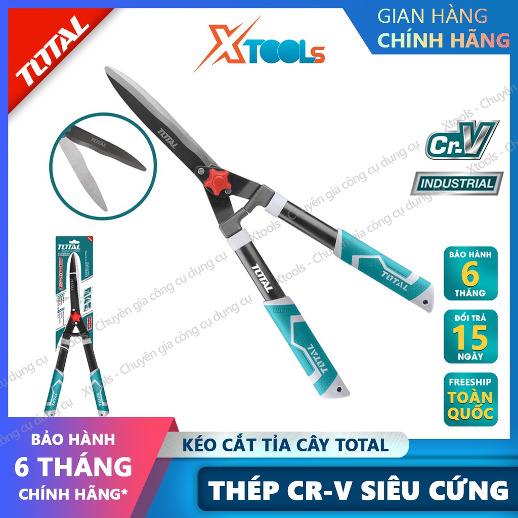 Kéo cắt tỉa cây cảnh TOTAL THT1516301 23.5" thép Cr-V sơn phủ Teflon chống rỉ sét siêu bén, kéo cắt cây kiểng làm vườn