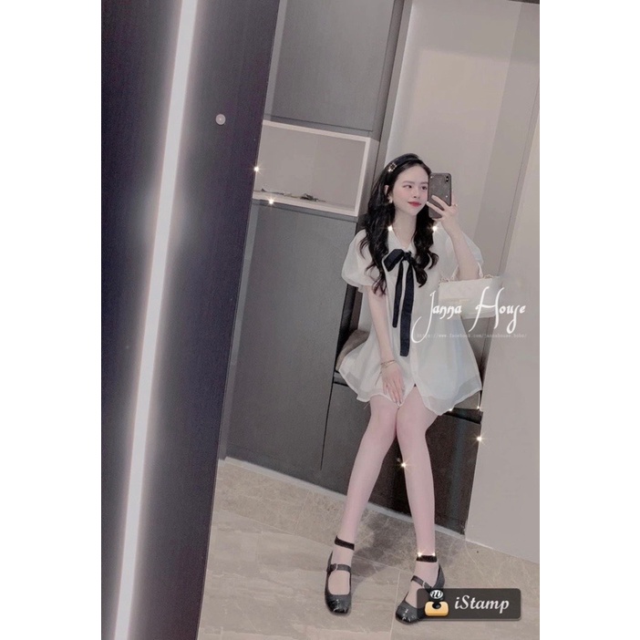 [Mã SKAMFSW175 giảm 10K đơn 50K] [ẢNH THẬT] Áo sơ mi tay cộc cổ nơ đen tiểu thư ulzzang SM56 jannahouse | BigBuy360 - bigbuy360.vn