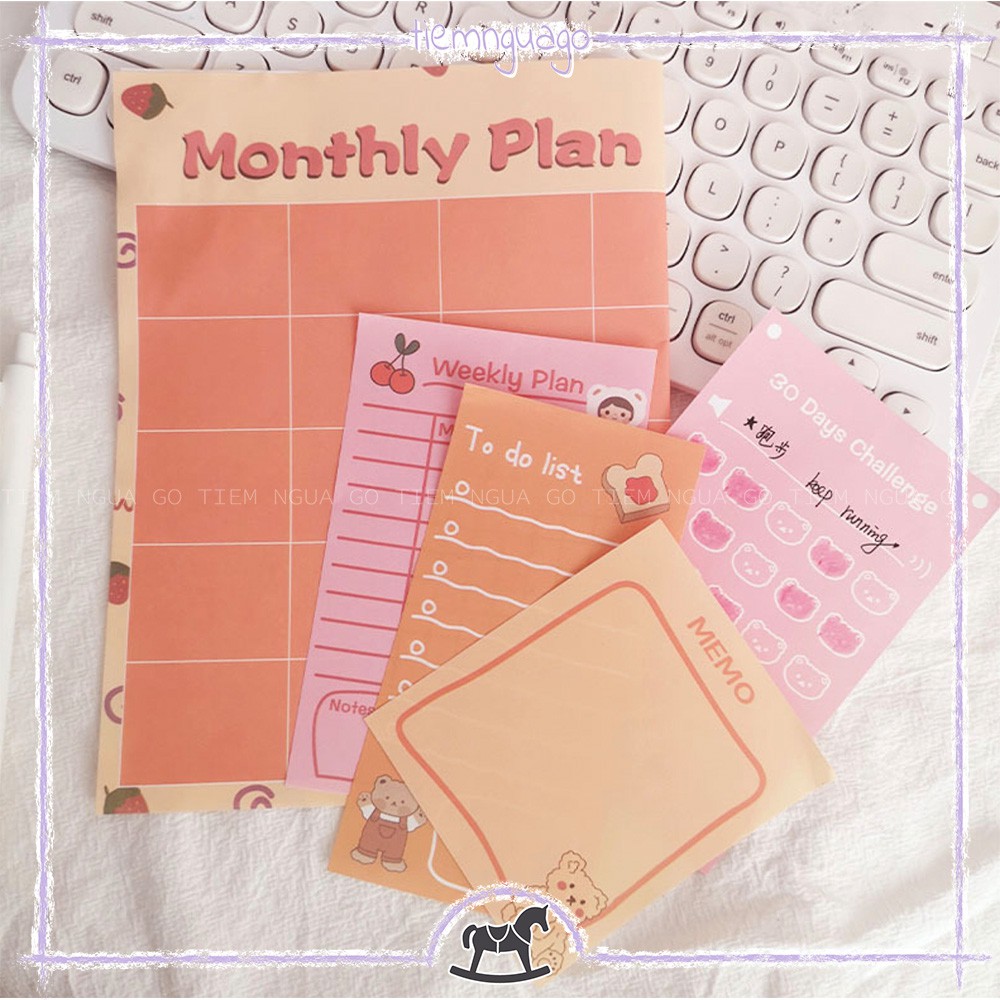 Set Ghi Chú Wall Monthly Planner Dùng Để Trang Trí, Tạo Ghi Chú, Planner, Trang Trí Tường - Tiệm Ngựa Gỗ