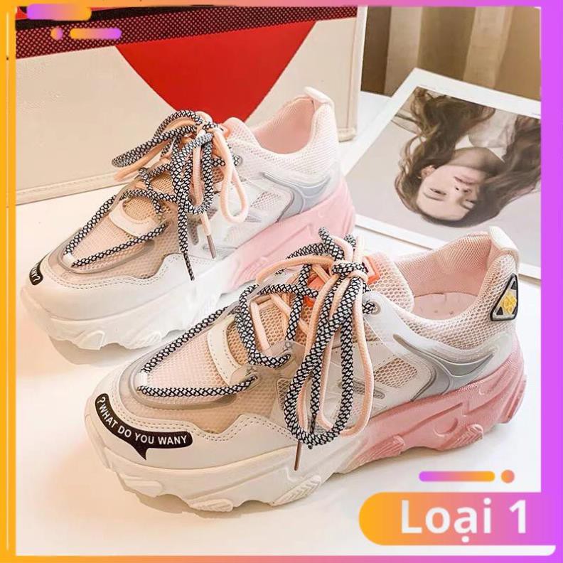 [FreeShip – hàng Auth] FREE SHIP Giày thể thao nữ Ulzzang đế độn cao 5cm gót sắc màu siêu hot 2020