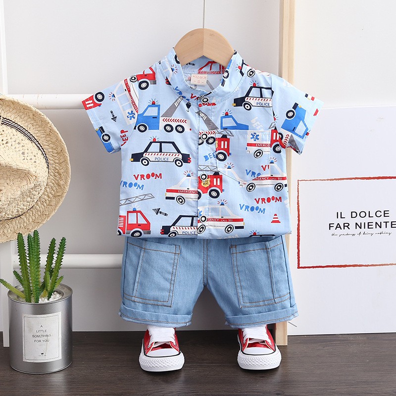 [XẢ KHO] BSN2⚡Size 80-110 (6-18kg)⚡bộ Áo sơ mi chất đẹp + Quần Jean cho bé⚡HÀNG QUẢNG CHÂU⚡