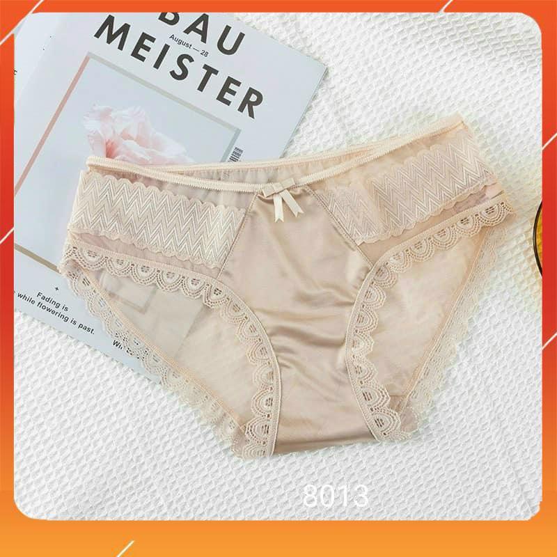 Quần lót nữ lụa mix ren cao cấp nhẹ nhàng kháng khuẩn mềm mại thoáng mát cực xinh Q8013