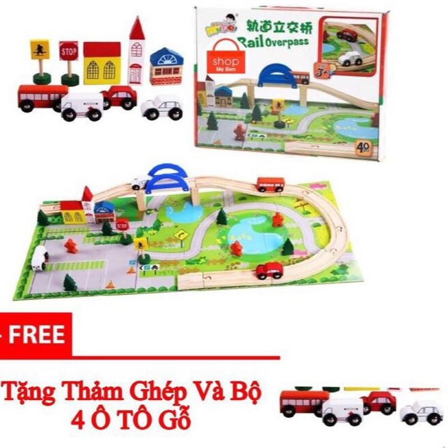 Đồ chơi Ô tô gỗ Giao Thông thành phố 40 chi tiết