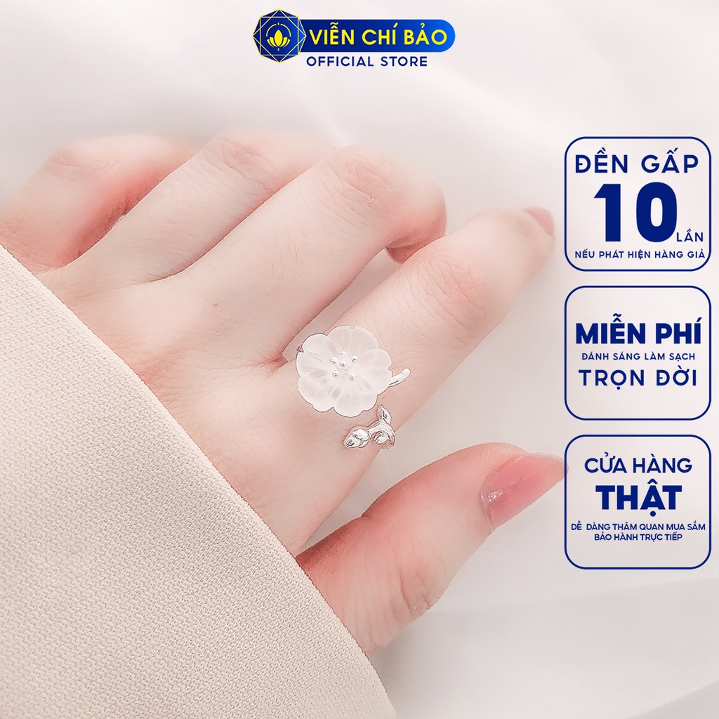 Nhẫn bạc nữ Hoa Mai trắng chất liệu bạc 925 thời trang phụ kiện trang sức nữ thương hiệu Viễn Chí Bảo N000405