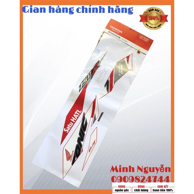 Tem xe Sonic 150R trắng đỏ chính hãng honda