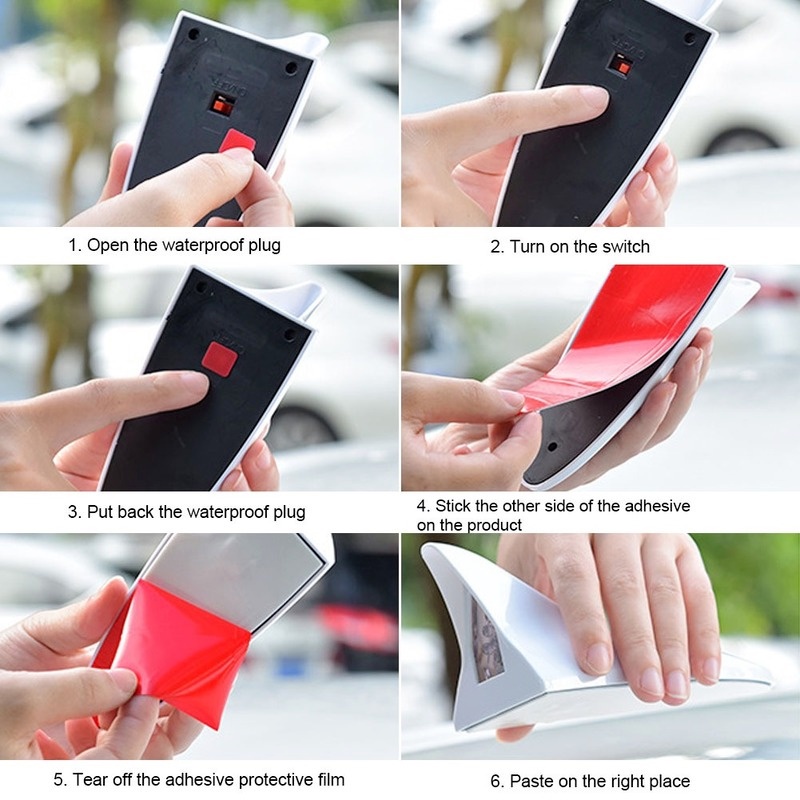 1 Đèn LED Dạng Vây Cá Mập Gắn Đuôi Xe Hơi Chống Co Rút Bằng Năng Lượng Mặt Trời