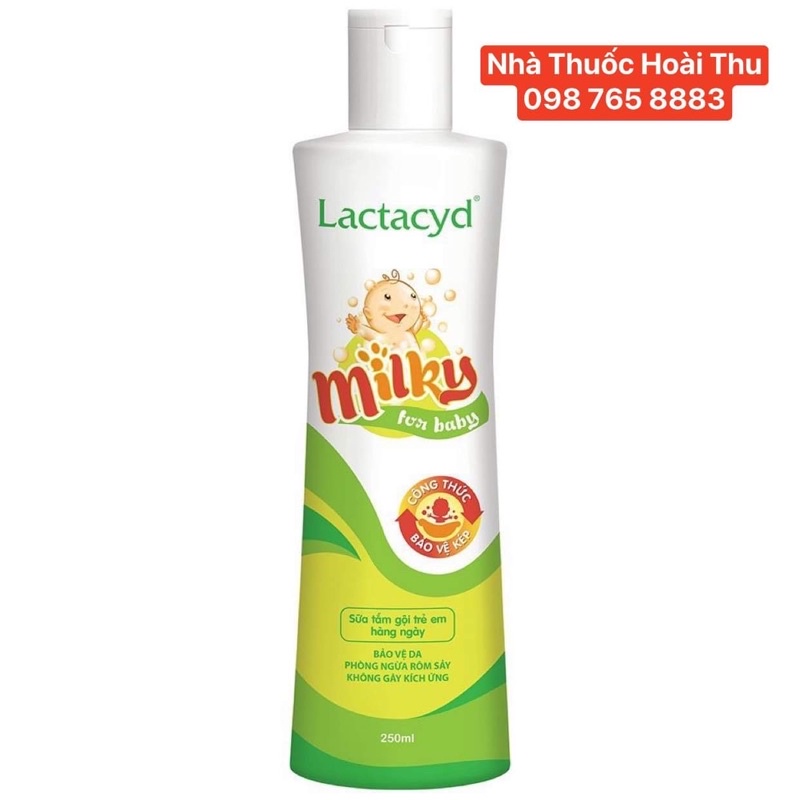 Sữa Tắm Gội cho Bé LACTACYD Milky chai 250 ml