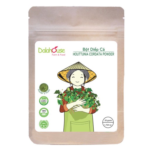 Bột diếp cá nguyên chất Dalahouse 50g - Hết mụn mờ thâm giúp da sáng mịn - Hỗ Trợ giảm Trĩ, Táo Bón