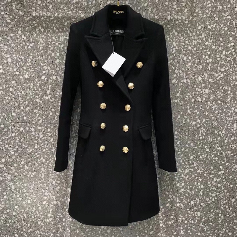 Áo khoác dạ dáng dài thời trang thương hiệu Balmain cao cấp