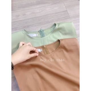 Váy lệch vạt đệm vai dúm sườn