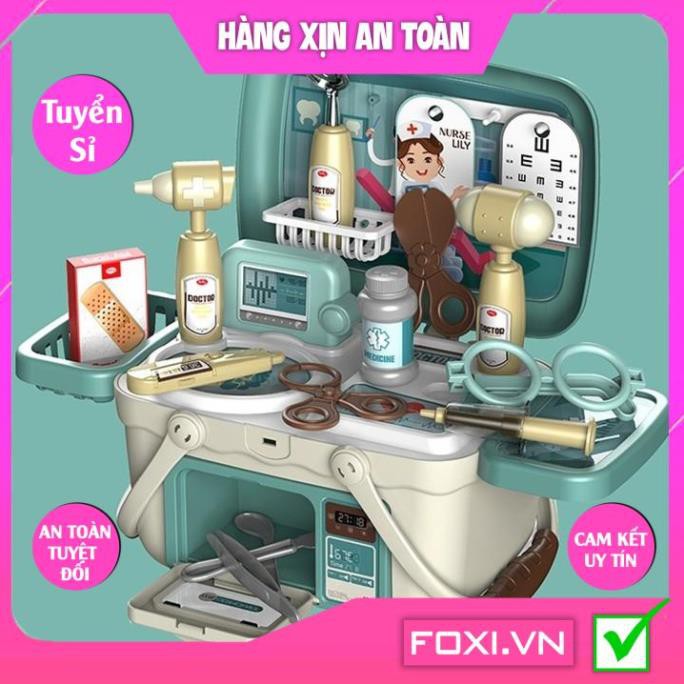 Bộ đồ chơi nấu ăn-bác sĩ-nướng BBQ Foxi-nhập vai-giáo dục hướng nghiệp-có pin-âm thanh như thật-Hàng loại1đầy đủ dụng cụ