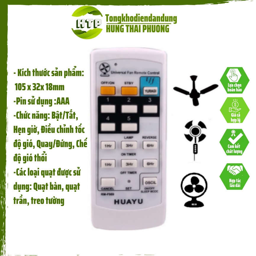 Điều khiển quạt đa năng từ xa quạt trần treo tường cây chính hãng RM-F989