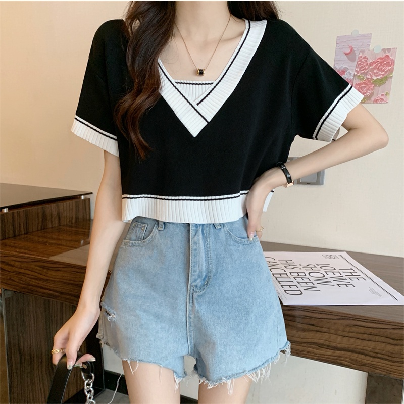 NZN Áo Thun Ngắn Tay Cổ Chữ v Thời Trang Dành Cho Nữ