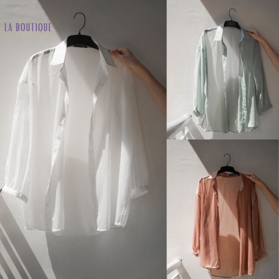 Áo Sơ Mi Trắng Xuyên Thấu Oversize Form Rộng LA ROSIE OUTFITS | LA BOUTIQUE 2 LA23 | LA ROSIE OUTFITS