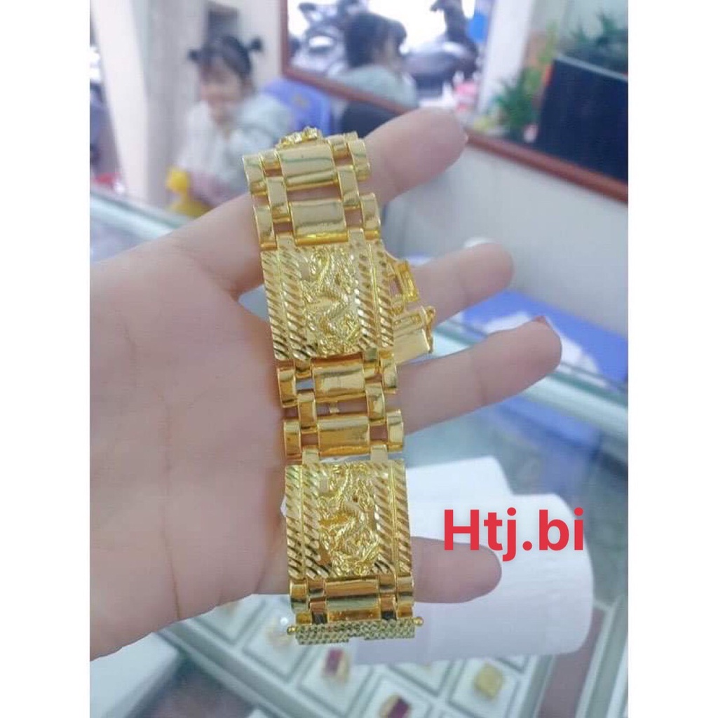 lắc tay mạ vàng hình rồng bản to màu 24 sáng bóng y như thât htj