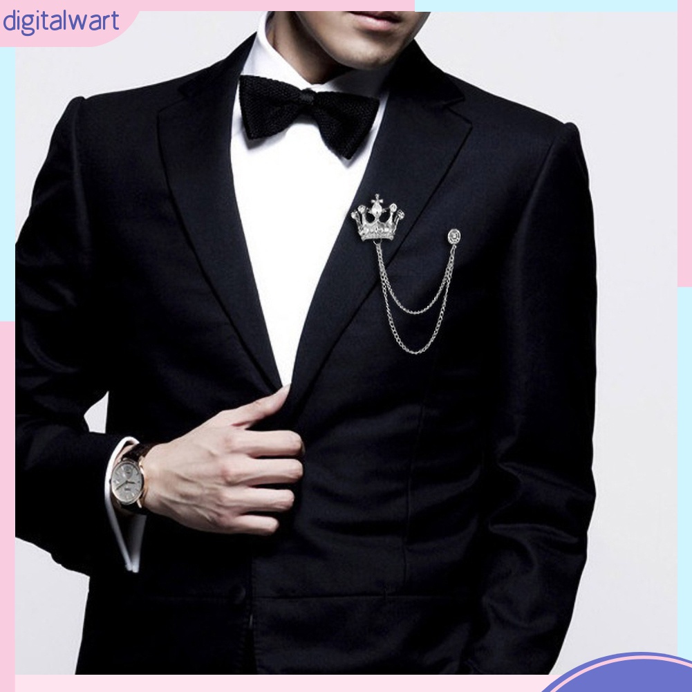 Ghim Cài Áo Hình Vương Miện Phối Dây Xích Tua Rua Phong Cách Cổ Điển Thời Trang Cho Nam Và Nữ