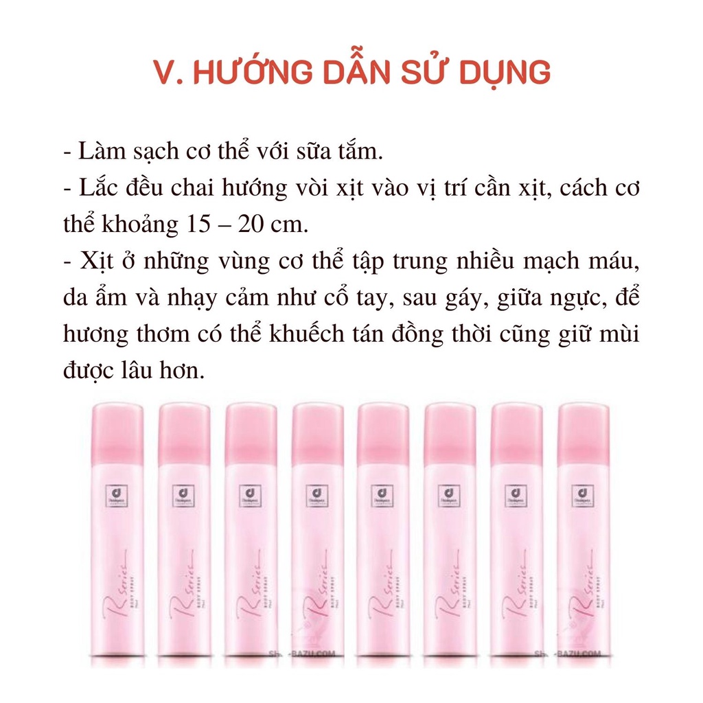 Xịt thơm body RSERIE hương hoa hồng Thái Lan - Hàng chính hãng
