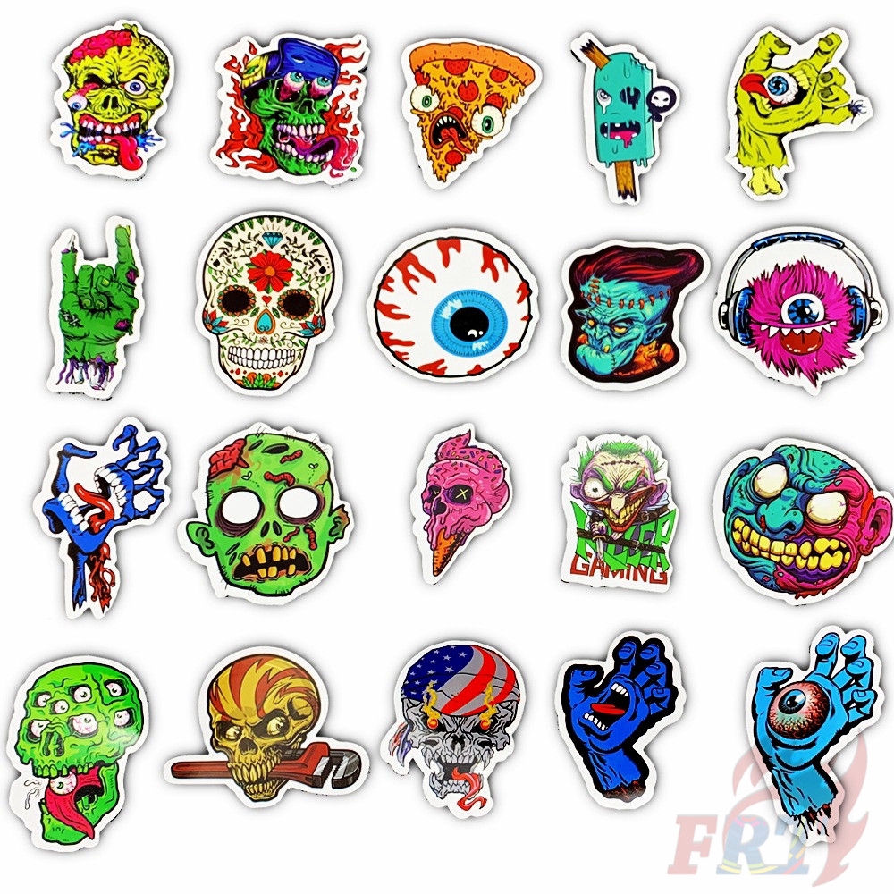 ❉ Punk Skull - Series 01 Horror Terror Eyes Giấy và decal dán tường ❉ 50Pcs/Set Punk Horror Skull Mixed Doodle Stickers