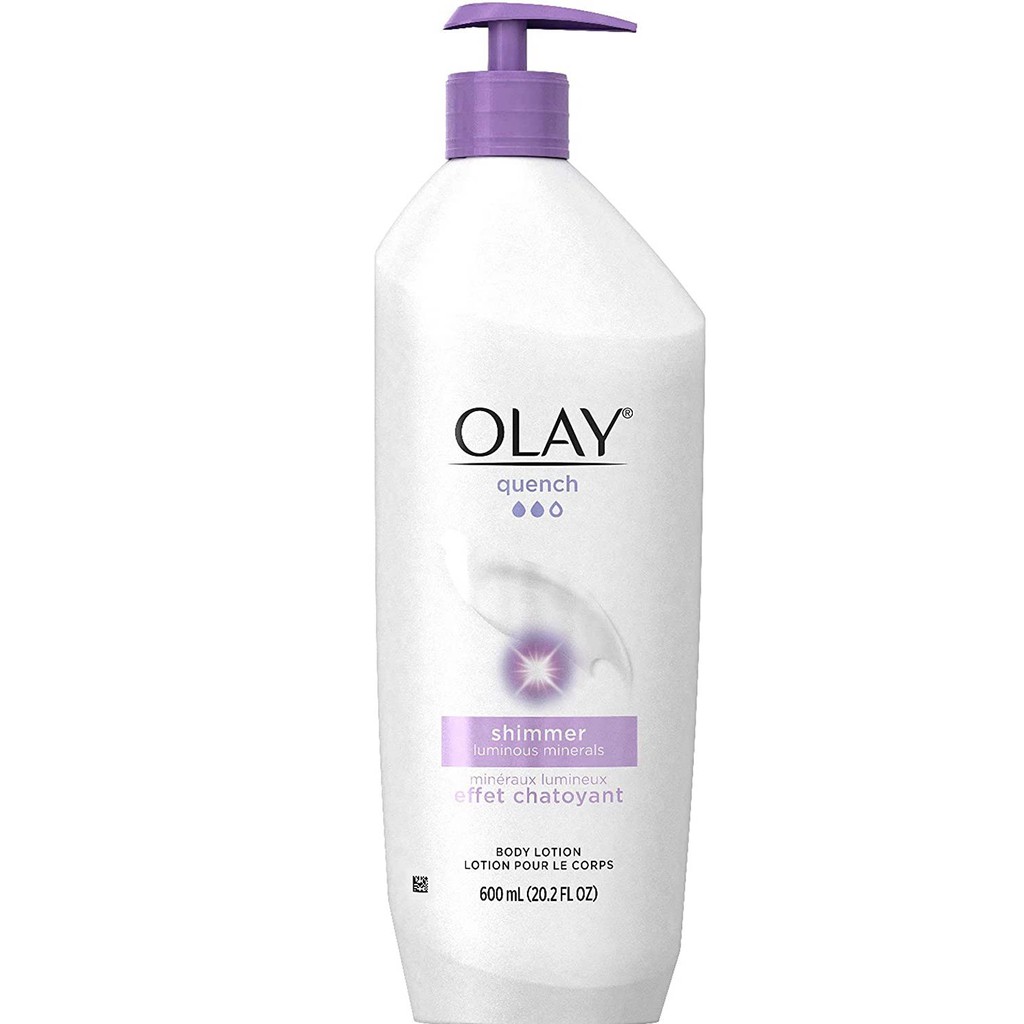 Dưỡng Thể Dưỡng Ẩm có ánh kim OLAY Quench Shimmer Body Lotion Pump 600ml (Mỹ)