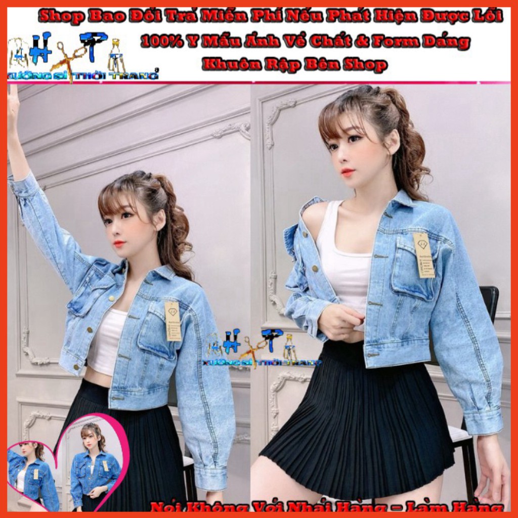 Áo Khoát Jeans Lửng Nữ Cao Cấp Túi Hộp Sang Chảnh Mẫu Mới Thời Trang Trend 2020-Hàng Có Sẵn [GIÁ SỈ]