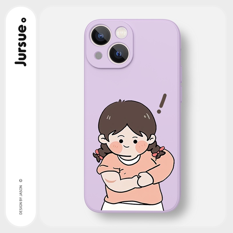 Ốp lưng JURSUE hoạt hình cặp đôi dễ thương đẹp cho iPhone 13 12 11 Pro Max SE 2020 X XR XS 8 7 ip 6S 6 Plus Y2017