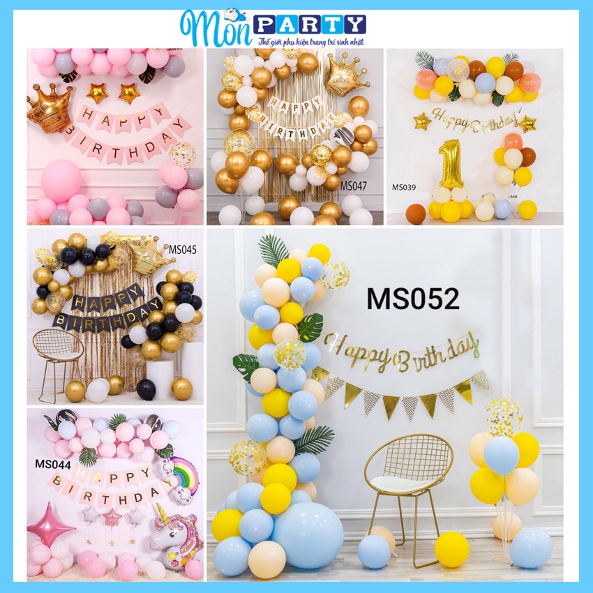 Set trang trí sinh nhật Mon Party trang trí sinh nhật cho bé trai bé gái đơn giản dễ làm tại nhà