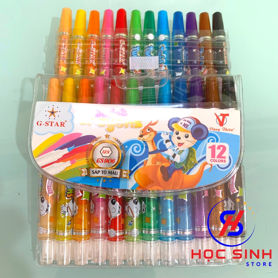 Vỉ 12 Cây Bút Sáp Tô Màu Dạng Vặn Gstar GS906-12N Thân ngắn 11.3cm