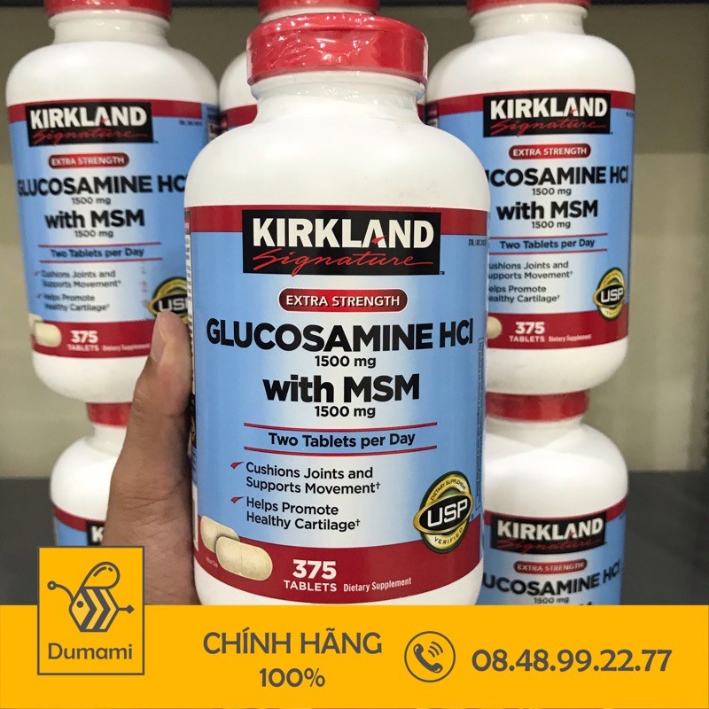 Glucosamine HCL 1500mg Kirkland With MSM 1500mg là viên uống bổ xương khớp 375 viên của Mỹ