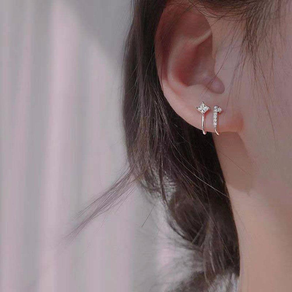 Khuyên Kẹp Vành Tai Đính Đá Thời Trang Tối Giản Phong Cách Hàn Quốc|Khuyên Tai Dạng Kẹp Bằng Hợp Kim