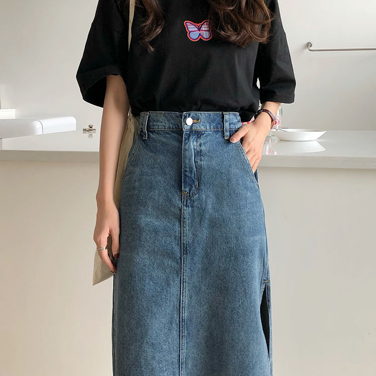 Korean fashion blue denim skirt | BigBuy360 - bigbuy360.vn