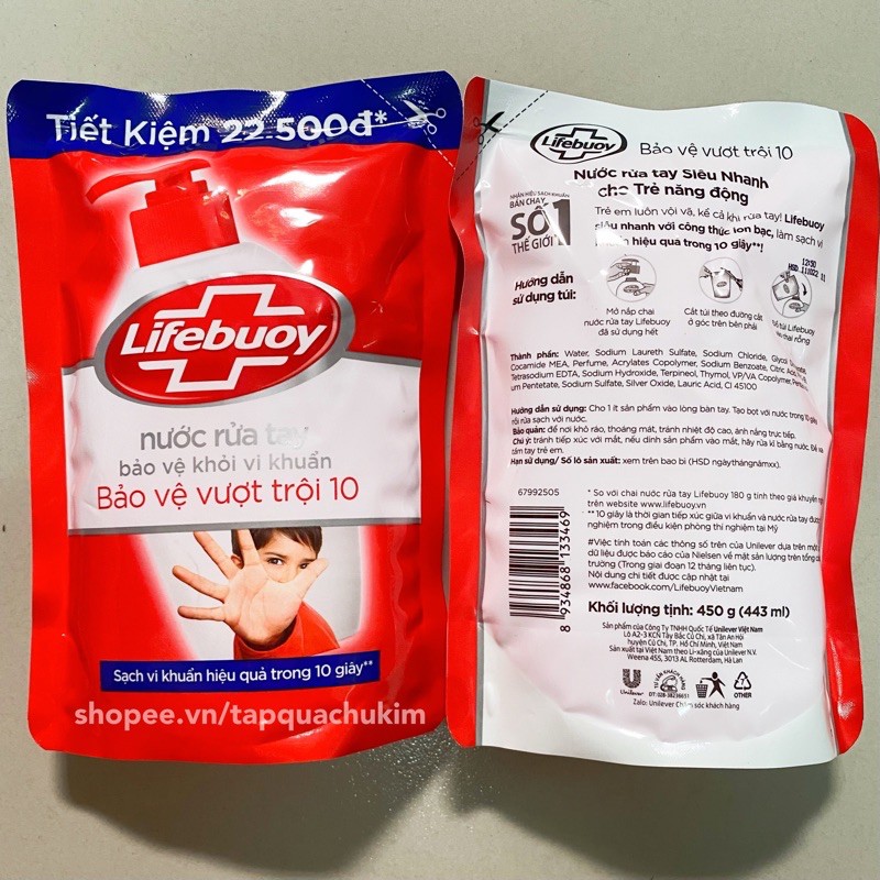 Túi 450G Nước rửa tay LIFEBUOY ( lifeboy / lifebouy ) xà bông diệt khuẩn | BigBuy360 - bigbuy360.vn