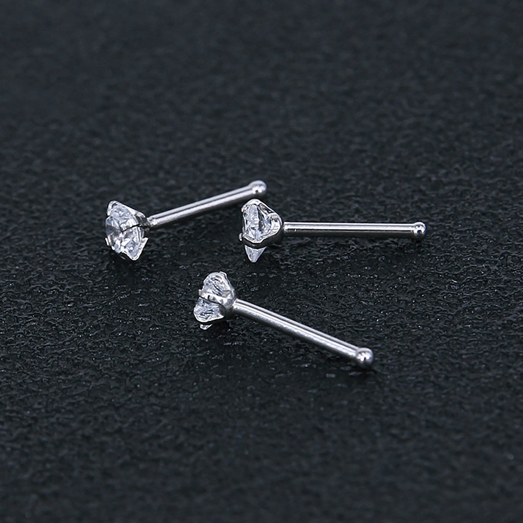 Set 3 Khuyên Mũi Thép Không Gỉ Đính Đá Nhân Tạo Thời Trang