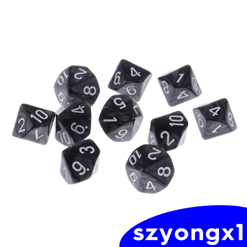 Best sale！  10x Plastic Digital 10-siede Dices D10 Die for Party Game Supplies Blue