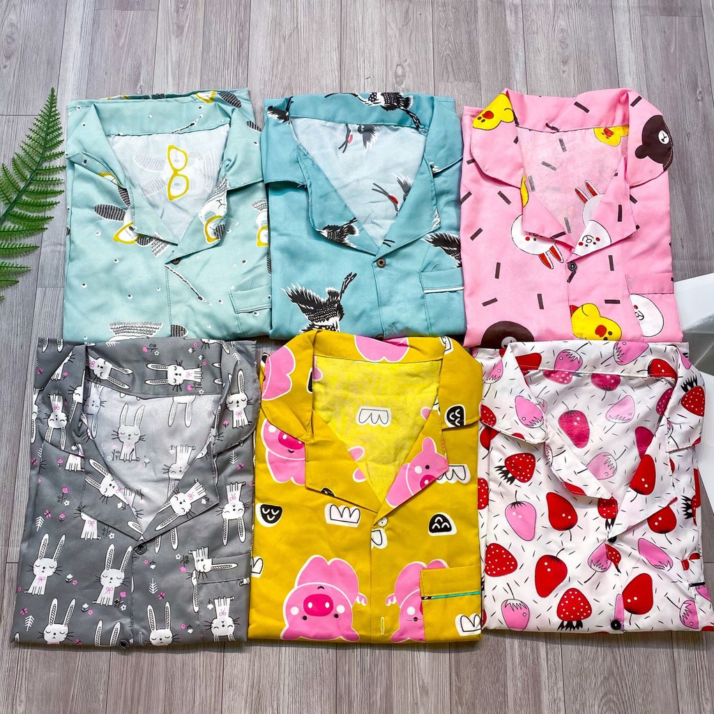 Bộ Ngủ Pijama Kate Cộc Tay ⚡FREESHIP50K⚡Mẫu Mới Quần Cộc Bộ Mặc Nhà Pizama Dễ Thương Thoải Mái Cực Yêu