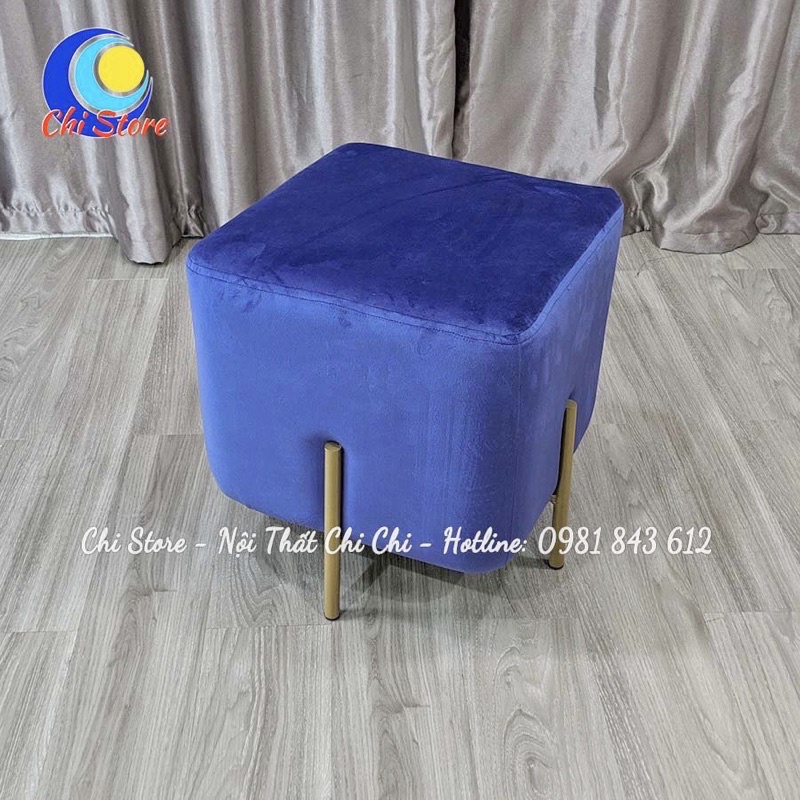 Ghế Đôn Vuông Ngồi Bàn Trang Điểm Chân Vàng (Cao 45- Đường Kính 40cm) Sang Chảnh