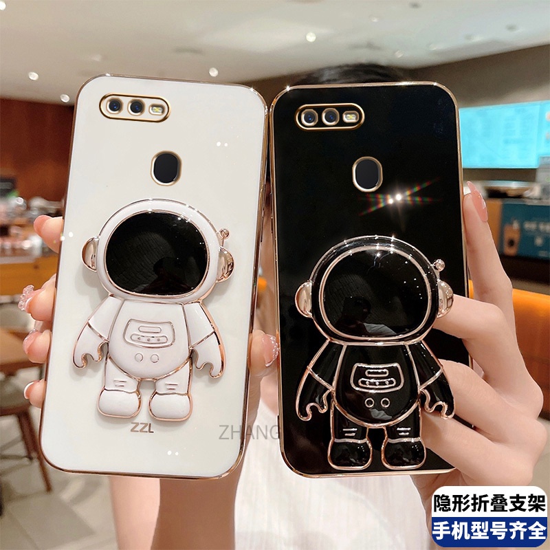 Ốp lưng oppo a5s a12 a7 f9 TPU Mạ điện 3D Phi hành gia có chân đế ốp điện thoại oppo a5s a12 a7 f9