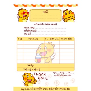 Hóa Đơn in hình cute