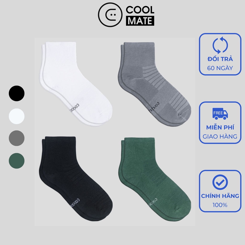Combo 4 đôi tất cổ trung Cotton thoáng khí - thương hiệu Coolmate