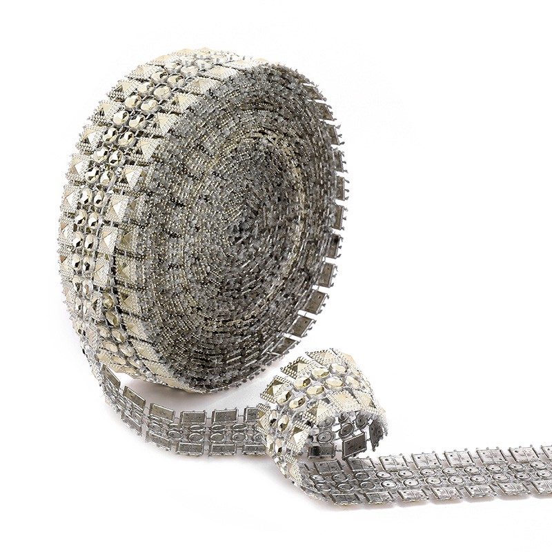 Cuộn Ruy Băng Lưới Mỏng Rộng 2.7CM 5 Yards Đính Đá Trang Trí Bánh Cưới