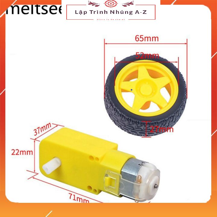 Bộ Bánh Xe Và  Động Cơ Giảm Tốc Vàng 3V-9V