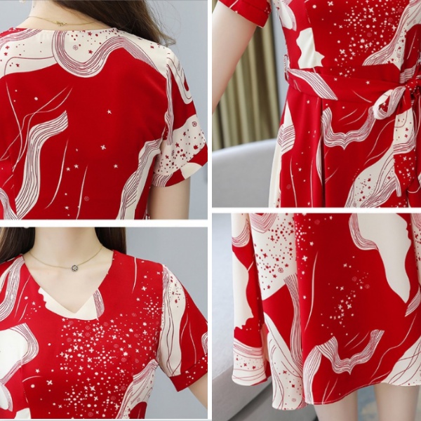 Đầm Hoa Cổ Chữ V Dáng Rộng Màu Sắc Thời Trang Cho Nữ