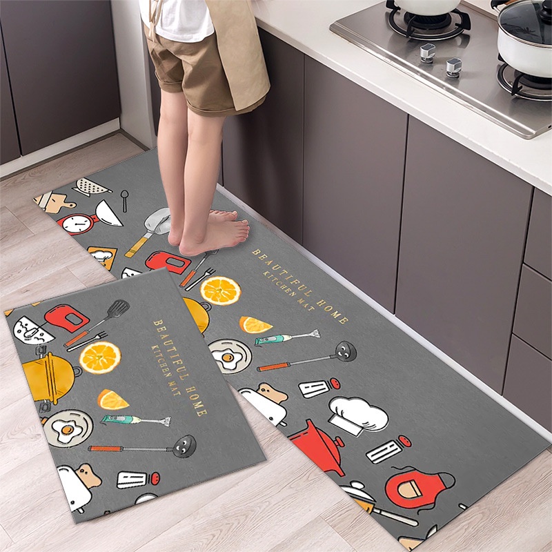 Thảm bếp bộ dài trang trí trải sàn cao cấp chống trượt hút nước 2 kích thước 40x60cm và 40x120cm