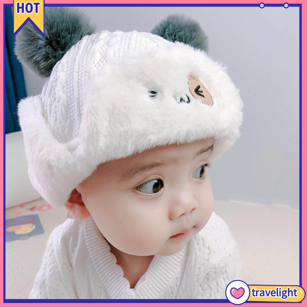 Mũ Lông Cotton Dày Dặn Giữ Ấm Bảo Vệ Tai Chống Gió Cho Bé