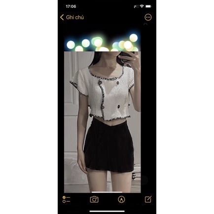 Áo croptop len viền bèo