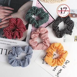 Dây buộc tóc, cột tóc Scrunchies vải chấm bi dễ thương
