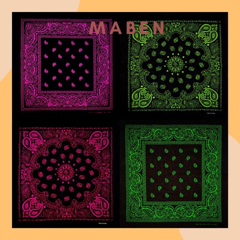 Khăn bandana màu neon size 55x55cm cotton