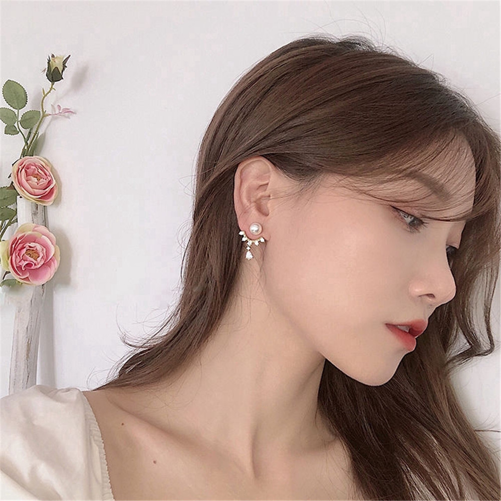 Bông Tai Dáng Dài Đính Đá Phối Ngọc Trai Thời Trang S925 Cho Nữ Yanqueens Trang sứ Quà tặng